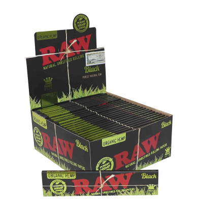 Бумага для самокруток RAW Black Organic Hemp King Size Slim
