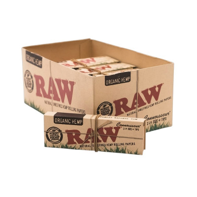 Бумага для самокруток RAW Organic Hemp Connoisseur 1¼ Size + Tips